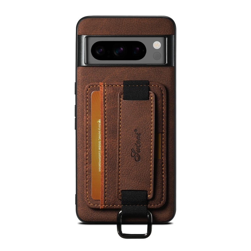 Suteni For Google Pixel 10 Pro Xl H13 Litchi Leather Wrist Strap Wallet Back Phone Case(Brown) - Image 1
