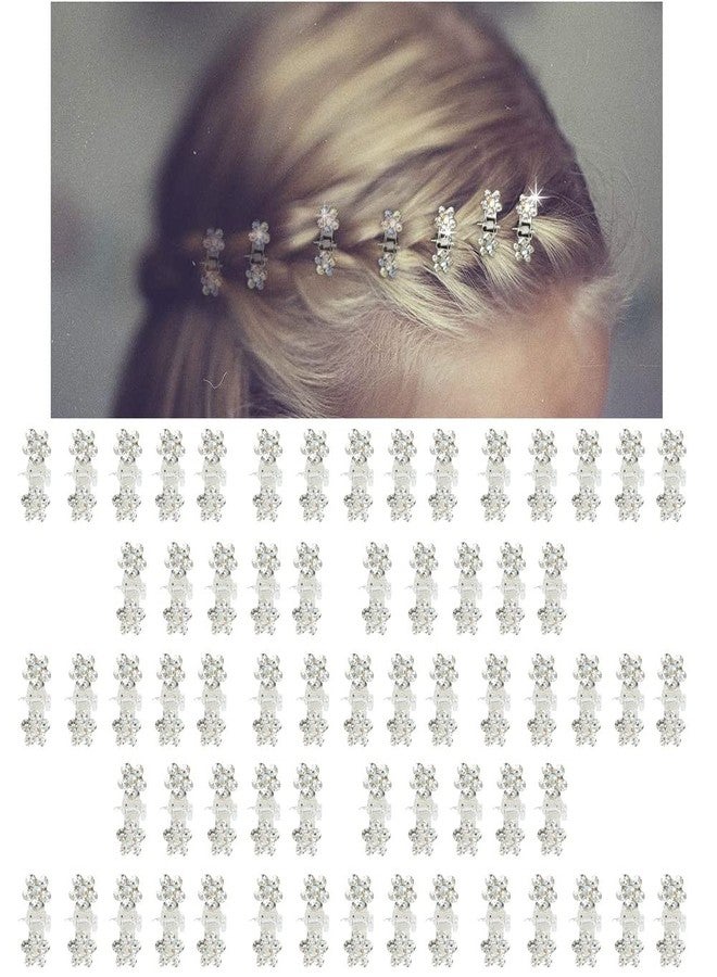ANBALA Mini Glitter Teeth Rhinestone Flower Hair Accessories - No-Slip Grip Metal Jaw Clamps in Mix Colors for Girls Women (Silver-White Crystal) - Image 1