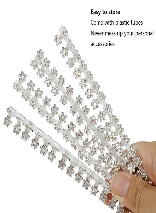 ANBALA Mini Glitter Teeth Rhinestone Flower Hair Accessories - No-Slip Grip Metal Jaw Clamps in Mix Colors for Girls Women (Silver-White Crystal) - Image 4