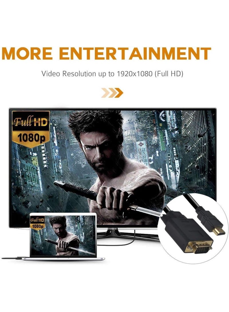 ​كابل كونف كابل HDMI إلى VGA بطول 5 أمتار - كابل محول HDMI إلى VGA عالي الأداء بدقة 1080 بكسل لتحويل سلس للفيديو الرقمي إلى التناظري - موصل ذكر-ذكر مثالي لأجهزة الكمبيوتر المحمولة وأجهزة الكمبيوتر الشخصية وأجهزة العرض والشاشات - تصميم متين مع موصلات مطلية بالذهب لاستقرار إشارة فائق - Image 4