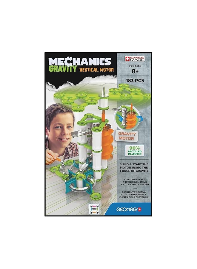 جيوماغ محرك ميكانيكا الجاذبية الرأسي 183 ساق وألعاب مغناطيسية تعليمية مصنوعة في سويسرا 100% من البلاستيك المعاد تدويره ألعاب مفتوحة النهاية ألعاب بناء 8 سنوات فما فوق - Image 3