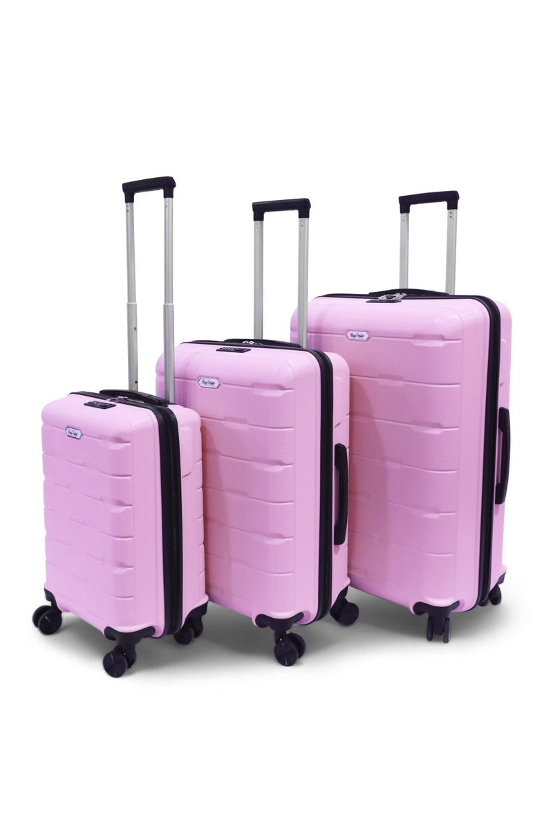 بيج ديزاين طقم حقائب سفر مكوّن من 3 قطع، مقاسات 20 بوصة و24 بوصة و28 بوصة، مزوّد بقفل TSA، مصنوع من هيكل ABS خفيف الوزن، حقيبة ترولي صلبة، عجلات دوّارة 360°، مناسب لكابينة الطائرة والحقائب المحمولة – صنع في تركيا - Image 2