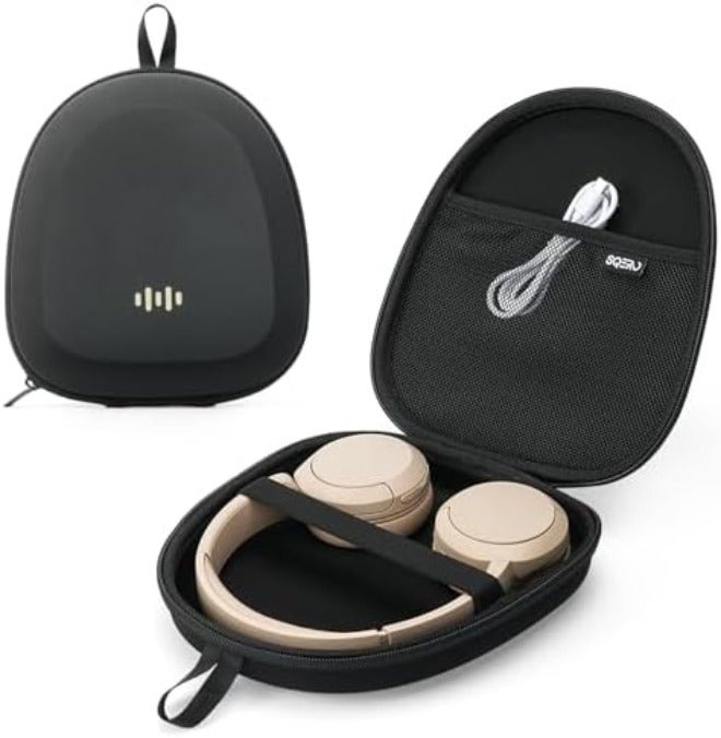 SQERO Headphone Case Hard Shell Super-Slim for Sony/JBL/Bose/Soundcore Anker/BERIBES KVIDIO TOZO JLab Over-Ear Headphones Universal Portable Travel Organizer Bag (Black) - Image 1