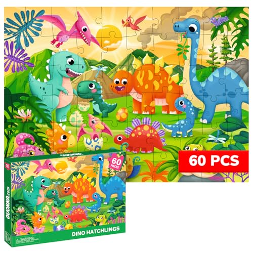 QUOKKA Puzzles for Kids Ages 46 60 Piece Jigsaw Puzzles for Toddlers Ages 35 with Dinosaurs Quiet Time Toy for Preschoolers 24 FSC Certified Educational Learning Game for Boys and Girls - Image 1