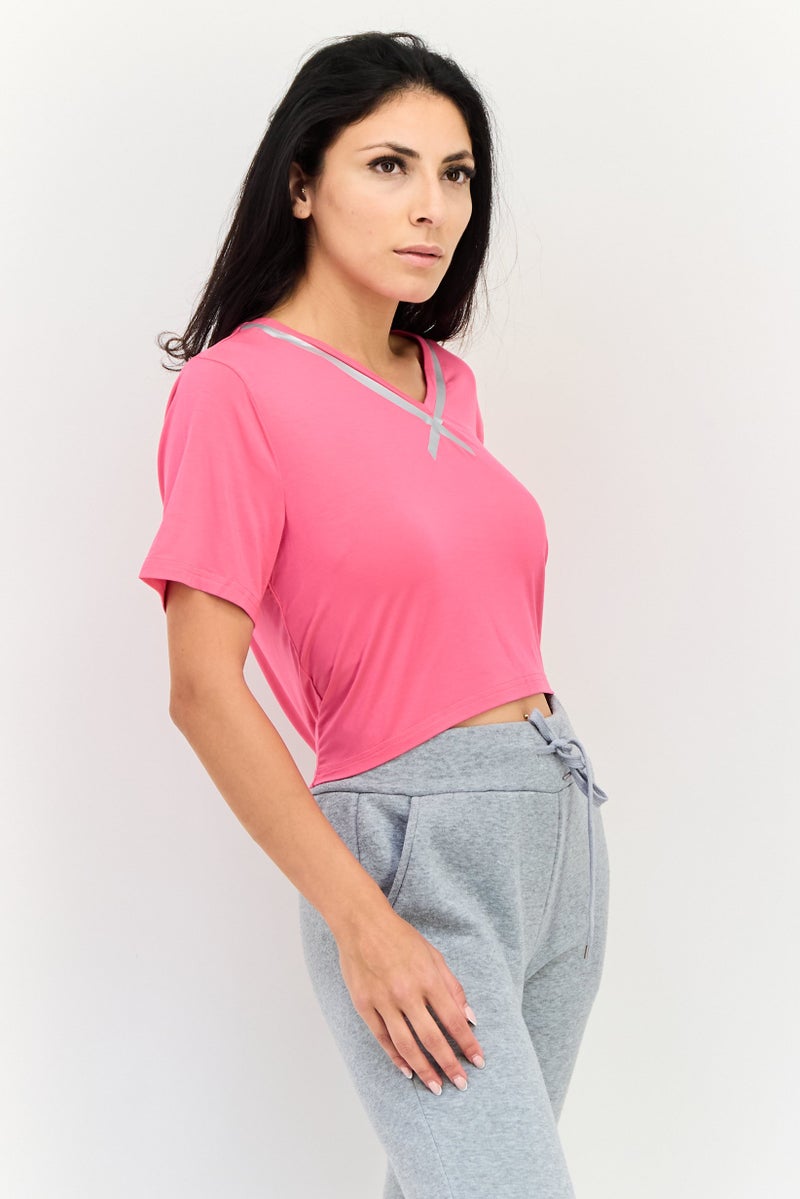 FILA Women Sportswear Fit Short Sleeves Training Crop Top, Pink - Image 2