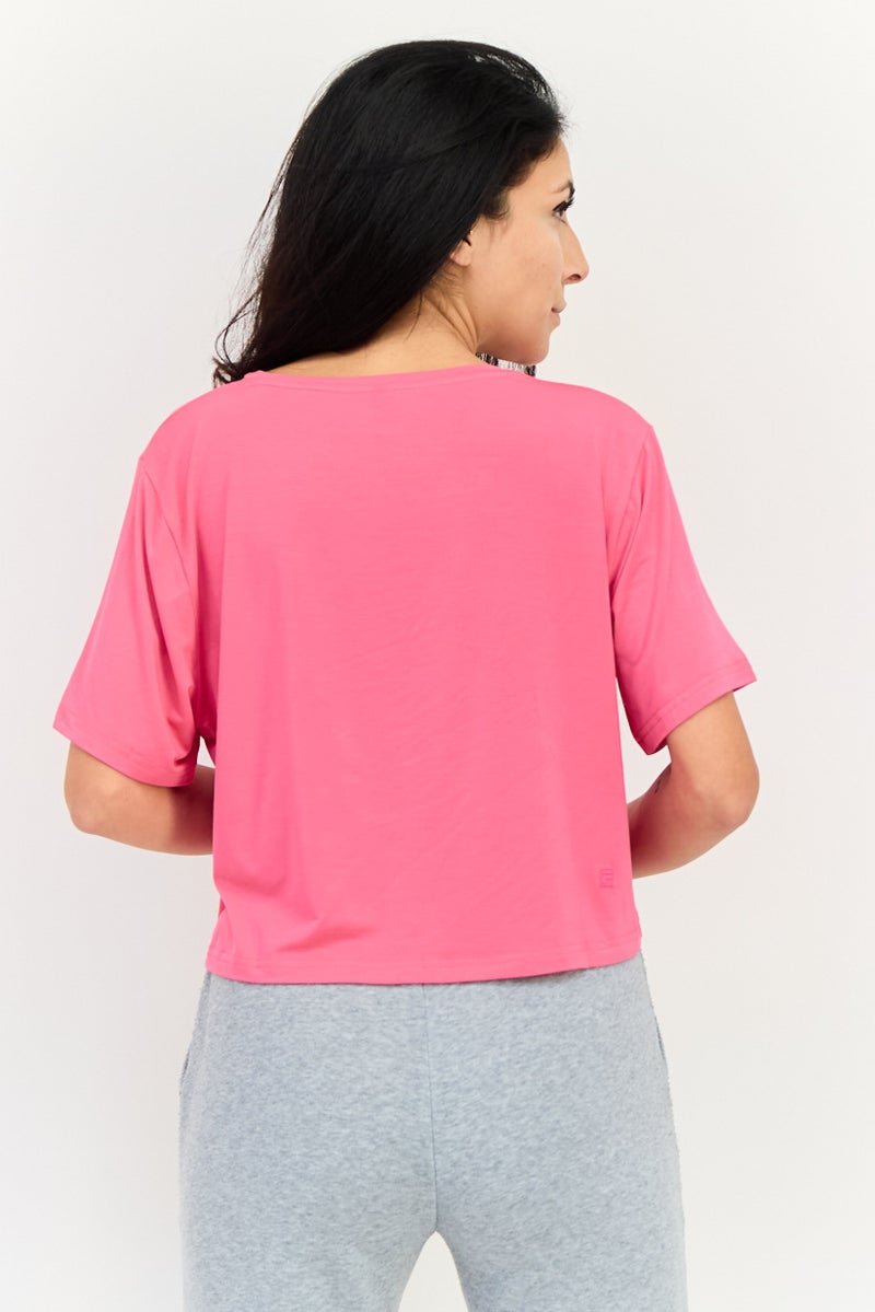 FILA Women Sportswear Fit Short Sleeves Training Crop Top, Pink - Image 3