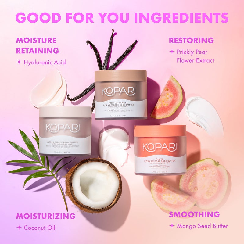 Kopari Ultra Restore Body Butter, Whipped Lightweight Formula, Hyaluronic Acid & Mango Butter, Deep Long-Lasting Moisture, Tahitian Vanilla 7.7 oz - Image 4