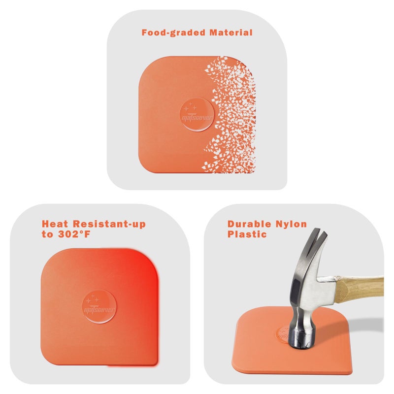 Matscover Pan Scraper  10 Pcs Plastic  Non Scratch For Cast Iron  Pot And Pan Cleaning  Sturdy Scraper Kitchen Tool-Orange - Image 5