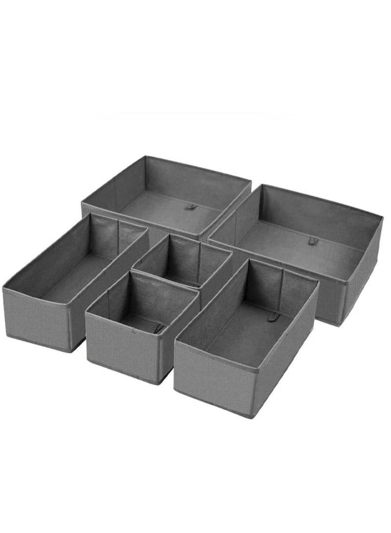 Basics Cloth Drawer Storage Organizer Boxes,  6PCS Drawer Organizer for Clothing Foldable Cloth Drawer Dividers, Washable Closet Organizer and Storage Bins for Clothes Underwear Pants Socks Gray  - Image 1