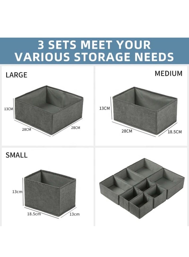 Basics Cloth Drawer Storage Organizer Boxes,  6PCS Drawer Organizer for Clothing Foldable Cloth Drawer Dividers, Washable Closet Organizer and Storage Bins for Clothes Underwear Pants Socks Gray  - Image 3