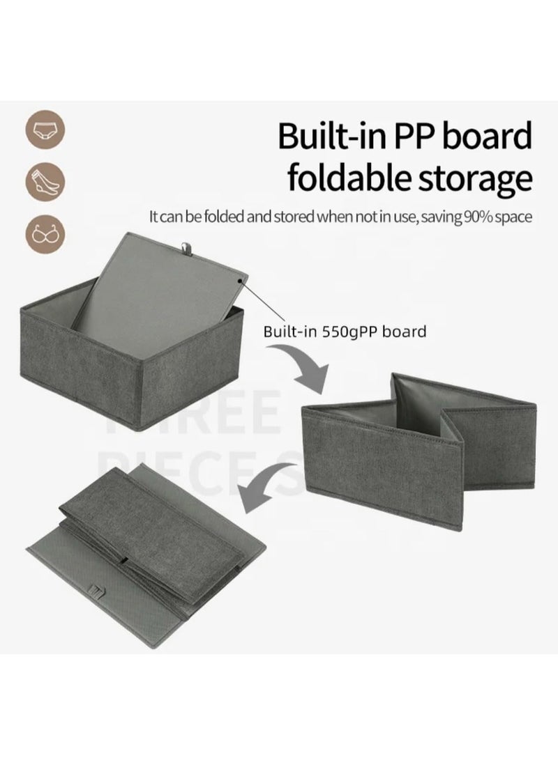 Basics Cloth Drawer Storage Organizer Boxes,  6PCS Drawer Organizer for Clothing Foldable Cloth Drawer Dividers, Washable Closet Organizer and Storage Bins for Clothes Underwear Pants Socks Gray  - Image 2