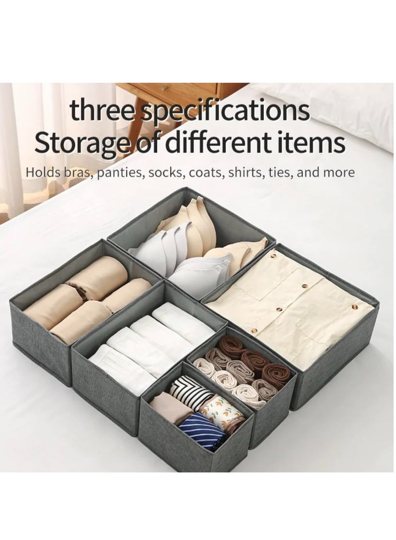 Basics Cloth Drawer Storage Organizer Boxes,  6PCS Drawer Organizer for Clothing Foldable Cloth Drawer Dividers, Washable Closet Organizer and Storage Bins for Clothes Underwear Pants Socks Gray  - Image 4