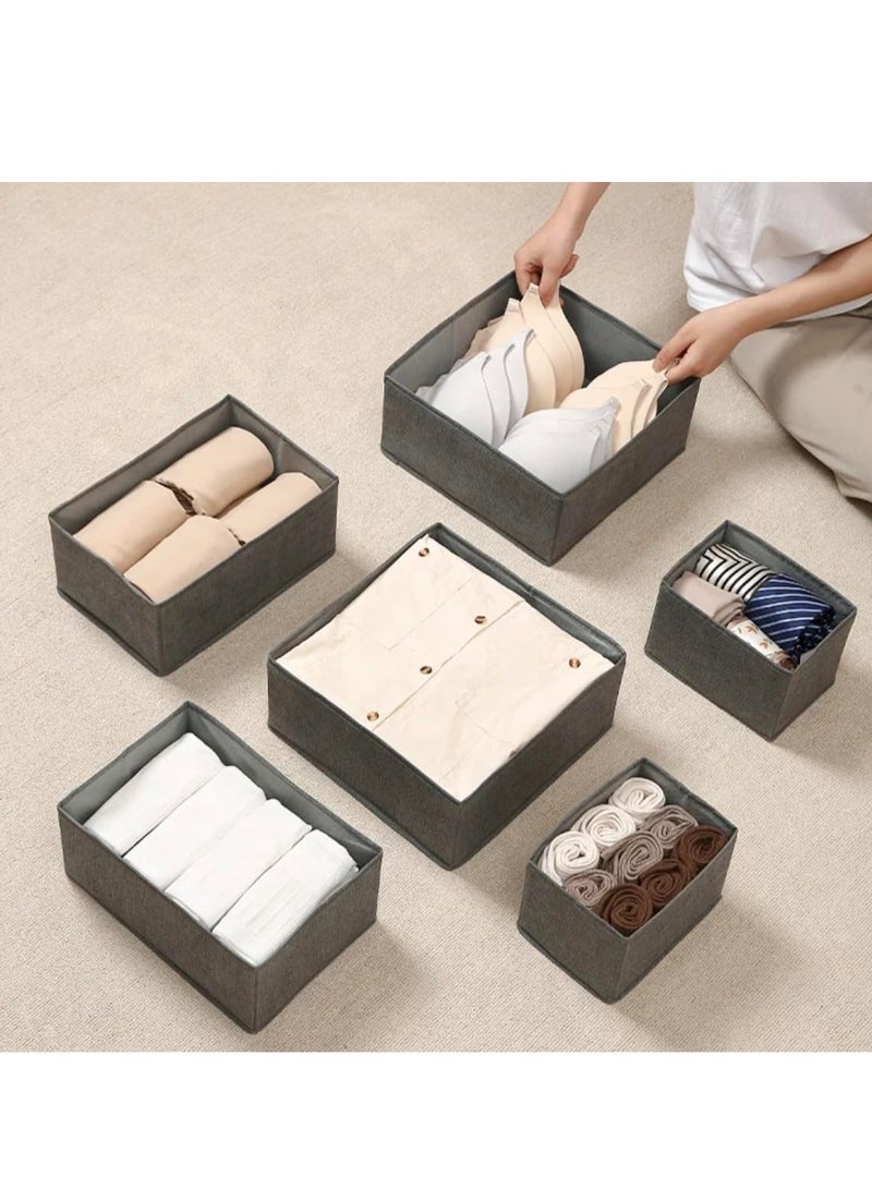 Basics Cloth Drawer Storage Organizer Boxes,  6PCS Drawer Organizer for Clothing Foldable Cloth Drawer Dividers, Washable Closet Organizer and Storage Bins for Clothes Underwear Pants Socks Gray  - Image 5