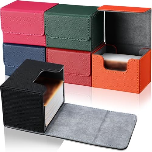 Yookeer 6 Pack Leather Deck Cases 100 Card Deck Game Box Magnetic Playing Card Storage Box for 100 Plus Cards Compatible with TcgPinkRedOrangeBlackBlueGreenHorizontal - Image 1