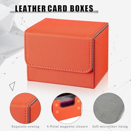 Yookeer 6 Pack Leather Deck Cases 100 Card Deck Game Box Magnetic Playing Card Storage Box for 100 Plus Cards Compatible with TcgPinkRedOrangeBlackBlueGreenHorizontal - Image 5