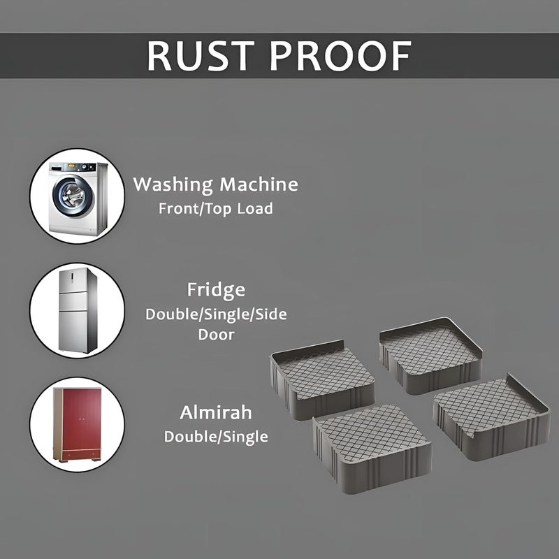 KADEN Square Multi Purpose StandWashing Machine StandRefrigrator StandAlmirah StandFridge StandFurniture Base Stand Which Bear 395 kgs Set of 4