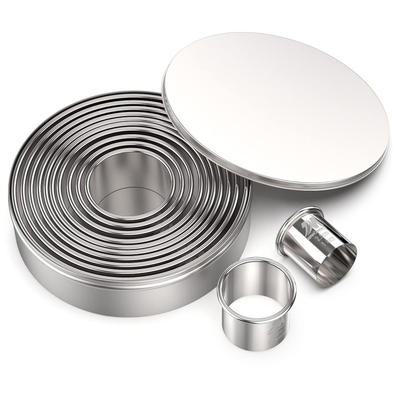 M JINGMEI Round Cookie Biscuit Cutter Set 12 Pieces Graduated Circle Pastry Cutters 188 Stainless Steel Cookie Cutters1inch  4 12inch Donut Cutter Ring Molds