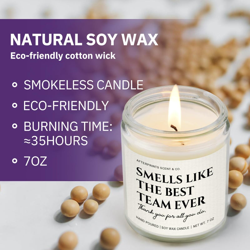 Afterprints Boss Gifts for Women Men, Best Team Ever Candle, Employee Appreciation Gifts, Team Appreciation, Christmas Farewell Gift for Coworker, Boss Lady, Staff, 7oz Lavender Scented Candles - Image 3