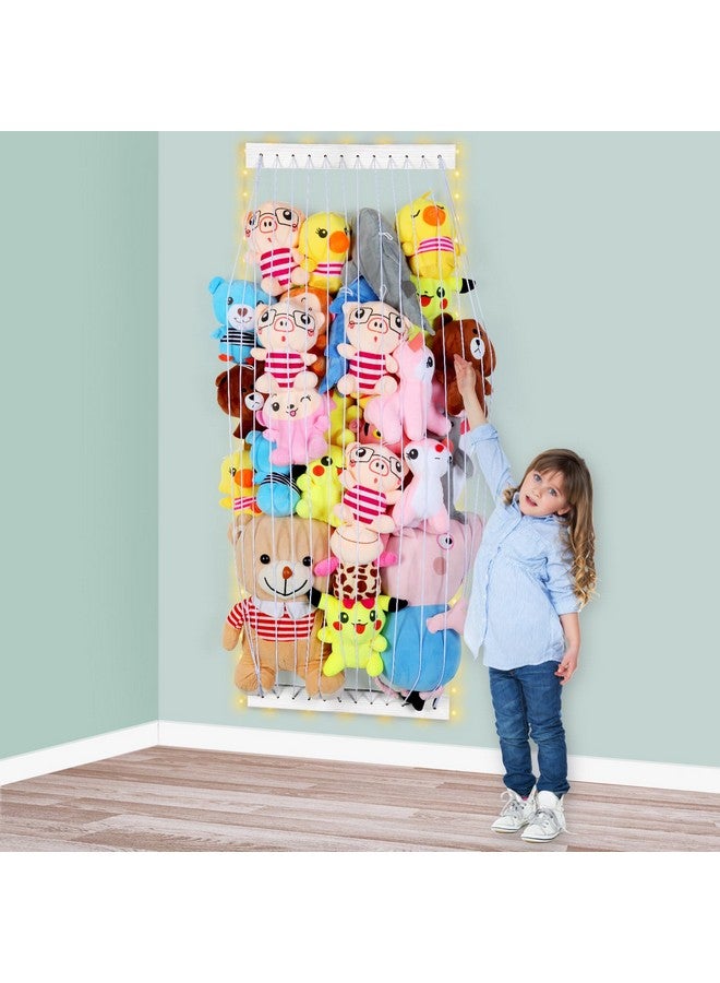 Vomelon Stuffed Animal Storage Wood Soft Toy Storage for Kids Room，Wall Mount Door Hanging Stuffed Animal Toy Organizer Shelf for Nursery Play Room White with LED Coil -Patent  - Image 5