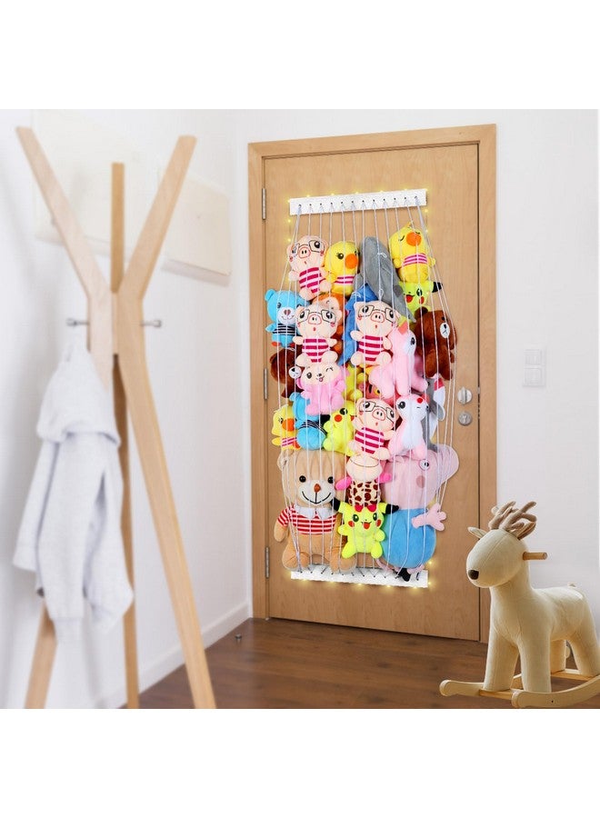 Vomelon Stuffed Animal Storage Wood Soft Toy Storage for Kids Room，Wall Mount Door Hanging Stuffed Animal Toy Organizer Shelf for Nursery Play Room White with LED Coil -Patent  - Image 4