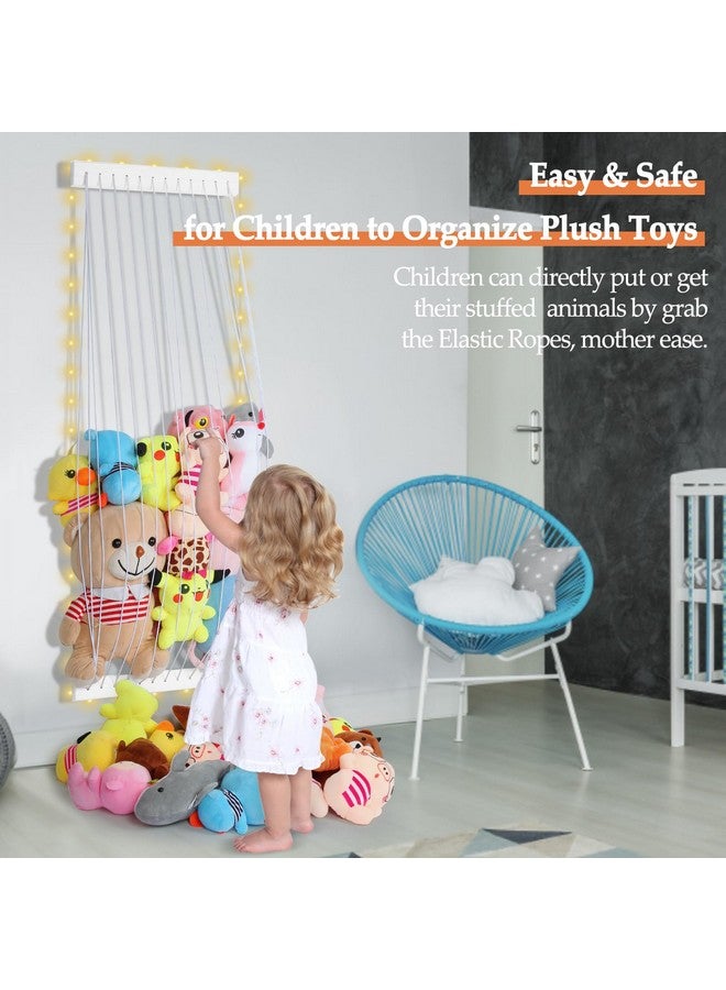 Vomelon Stuffed Animal Storage Wood Soft Toy Storage for Kids Room，Wall Mount Door Hanging Stuffed Animal Toy Organizer Shelf for Nursery Play Room White with LED Coil -Patent  - Image 2
