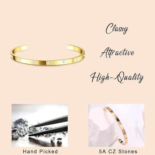 Fansilver 3PCS Gold Bracelets Set - 14K Gold Plated Link, Cuff, Bead Ball, Twisted Chunky Bangle Stackable Bracelets - Image 5