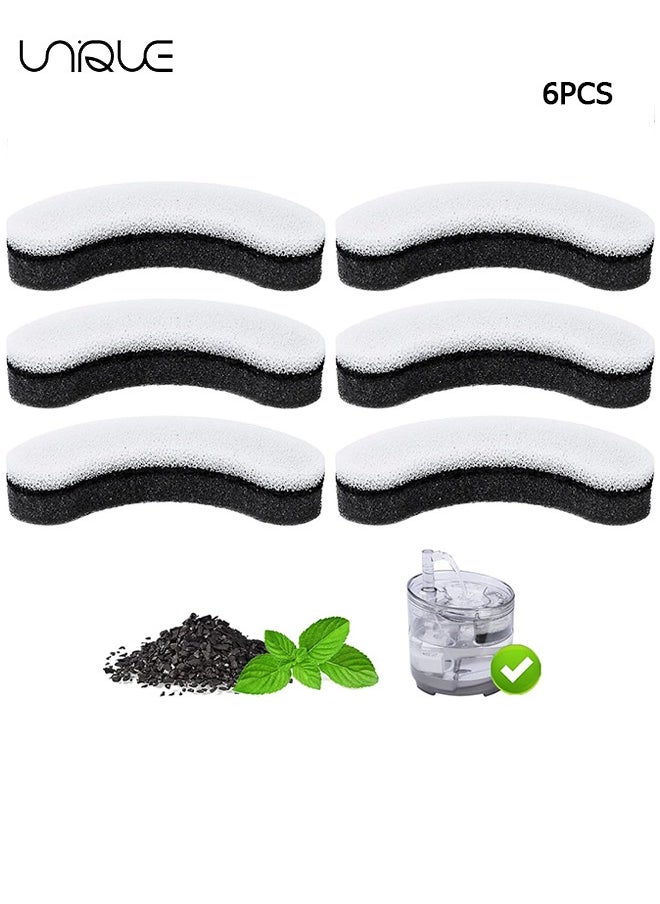 Unique 6 Pcs Pet Water Fountain Filters for WF050 & WF100 Cat Fountain, Cat Fountain Filter Replacement, Triple Filtration Cat Water Filter, Black/White  - Image 1