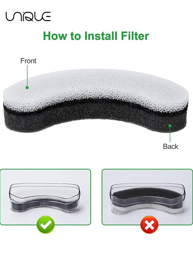 Unique 6 Pcs Pet Water Fountain Filters for WF050 & WF100 Cat Fountain, Cat Fountain Filter Replacement, Triple Filtration Cat Water Filter, Black/White  - Image 3