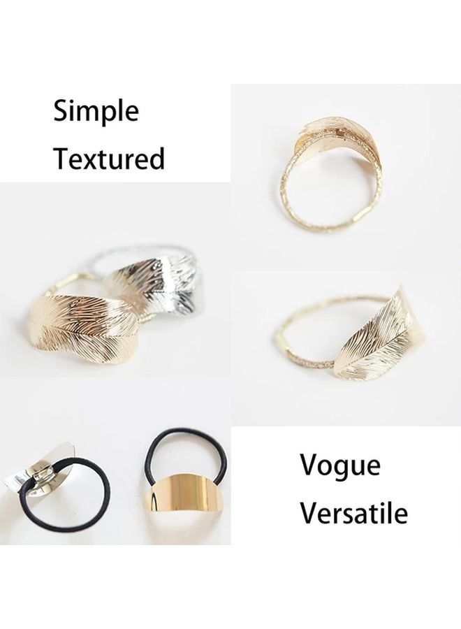4 Packs Metal Hair Ring Ponytail Clips Simple Elegant Leaf Glossy Surface Oval Hair Accessories For Women Gift - Image 2