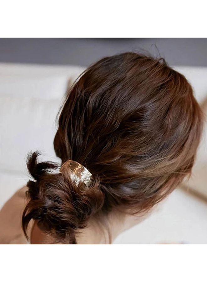 4 Packs Metal Hair Ring Ponytail Clips Simple Elegant Leaf Glossy Surface Oval Hair Accessories For Women Gift - Image 3