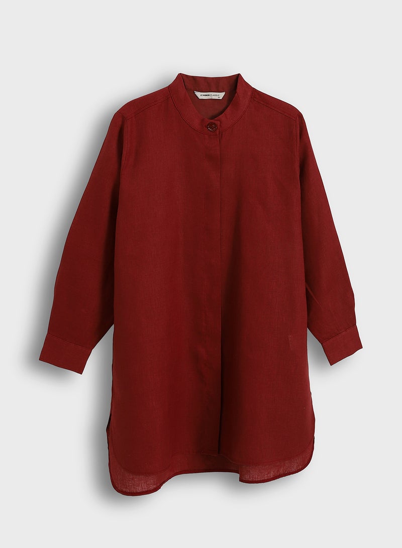 LC WAIKIKI Grandad Collar Linen Women's Shirt Tunic - Image 1