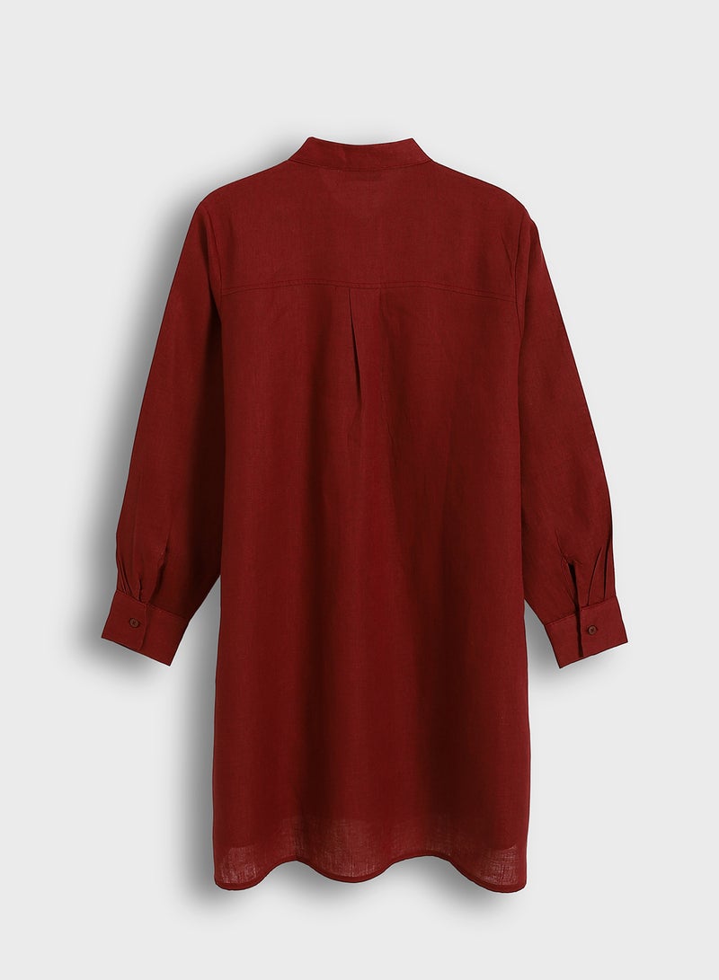 LC WAIKIKI Grandad Collar Linen Women's Shirt Tunic - Image 2