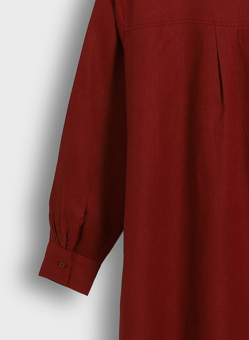 LC WAIKIKI Grandad Collar Linen Women's Shirt Tunic - Image 4