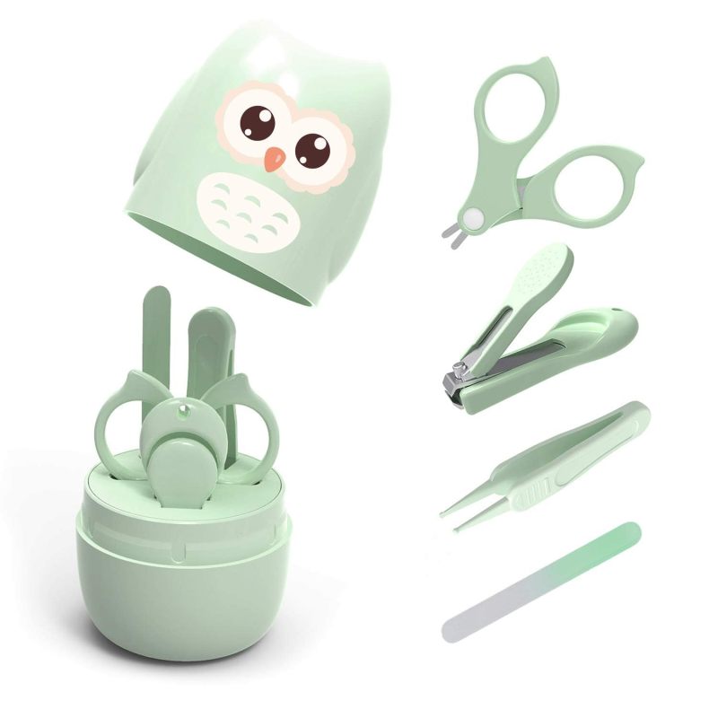 Baby Nail Kit, 4-in-1 Baby Nail Care Set with Cute Case, Baby Nail Clippers, Scissors, Nail File & Tweezers, Baby Manicure Kit and Pedicure kit for Newborn, Infant, Toddler, Kids(Green) - Image 1