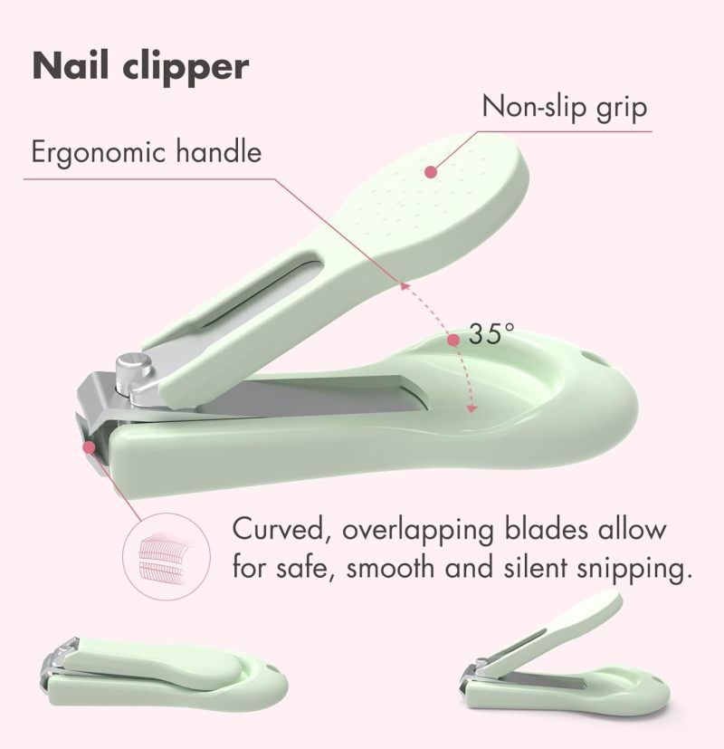 Baby Nail Kit, 4-in-1 Baby Nail Care Set with Cute Case, Baby Nail Clippers, Scissors, Nail File & Tweezers, Baby Manicure Kit and Pedicure kit for Newborn, Infant, Toddler, Kids(Green) - Image 3