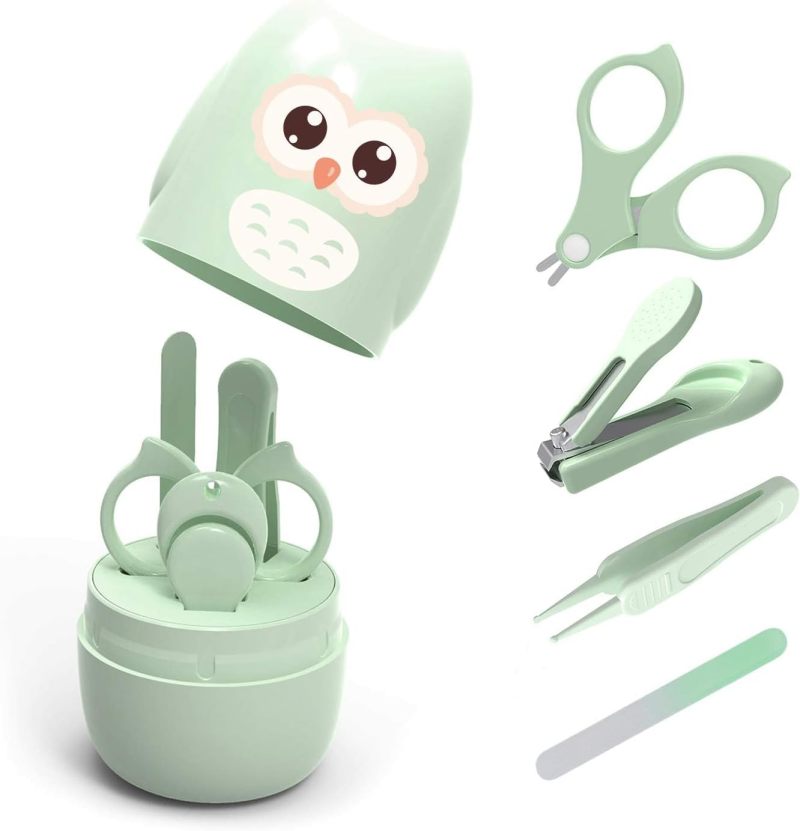 Baby Nail Kit, 4-in-1 Baby Nail Care Set with Cute Case, Baby Nail Clippers, Scissors, Nail File & Tweezers, Baby Manicure Kit and Pedicure kit for Newborn, Infant, Toddler, Kids(Green) - Image 2