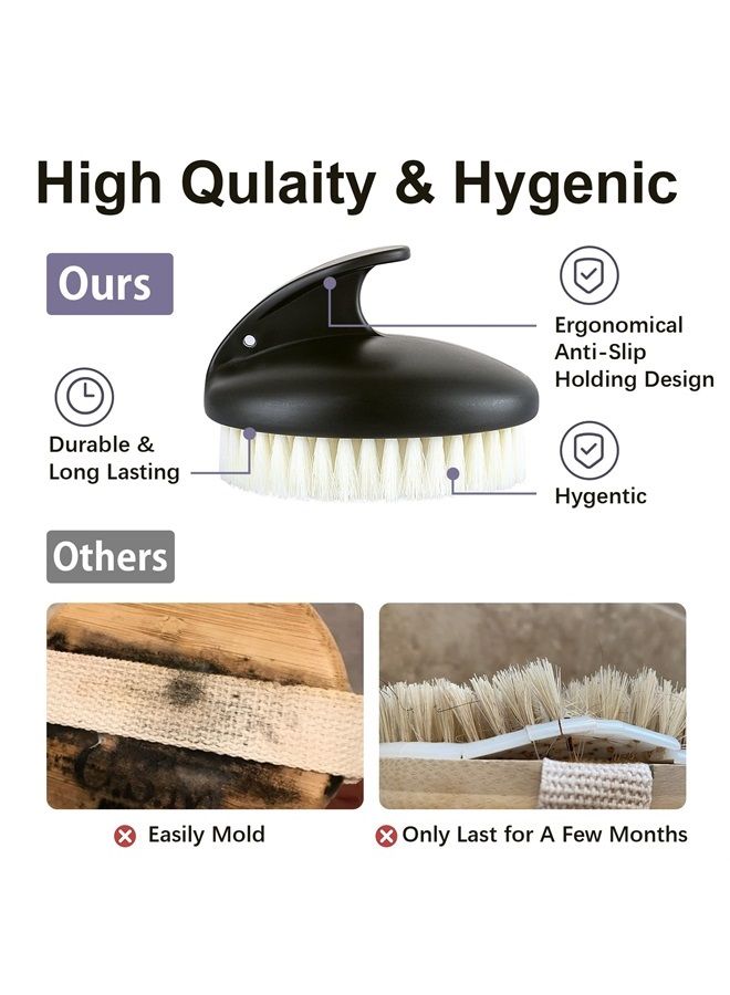 VANZAVANZU Dry Brushing Body Exfoliating Brush, Anti Slip Body Scrubber for Shower, Never Mold Shower Body Cleaning Brush for Deep Cleansing & Soften Skin, Improve Circulation, Reduce Ingrown Hairs(1 Pack-Black) - Image 1