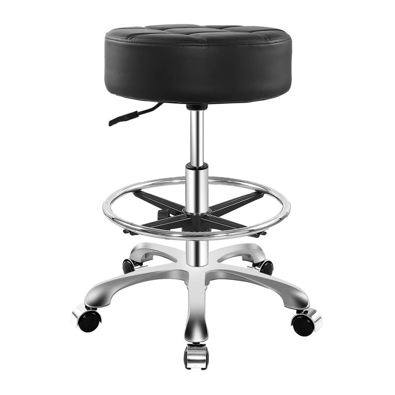Ainilaily Ainilaily Rolling Stool for Shop Work Medical Tattoo Salon LashHeavy Duty Esthetician Hydraulic Chair Stool with Wheels Blackwith Foot Rest 