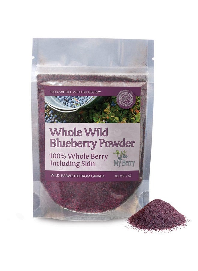 MY BERRY مسحوق التوت البري البري - 100% توت كامل، 3 أونصة، ليس مستخلصًا، توت بيلبيري، مركز أو مسحوق عصير، شركة صغيرة مملوكة للنساء - Image 1