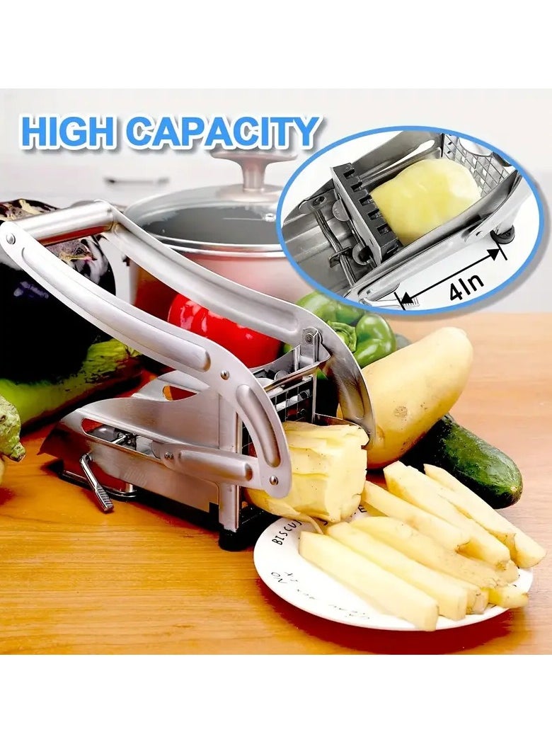 Generic Stainless Steel Potato Slicer - Home Use Vegetable Chopper With Suction Base - Heavy Duty Slicer For Potatoes, Carrots, Cucumbers - Perfect For Onion Chopping & Kitchen Use  - Image 2