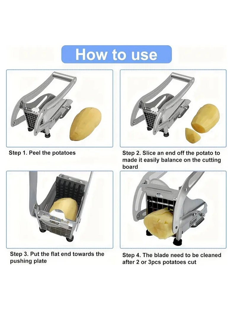 Generic Stainless Steel Potato Slicer - Home Use Vegetable Chopper With Suction Base - Heavy Duty Slicer For Potatoes, Carrots, Cucumbers - Perfect For Onion Chopping & Kitchen Use  - Image 5