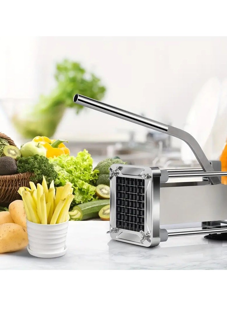 Generic Stainless Steel Potato Slicer - Home Use Vegetable Chopper With Suction Base - Heavy Duty Slicer For Potatoes, Carrots, Cucumbers - Perfect For Onion Chopping & Kitchen Use  - Image 3