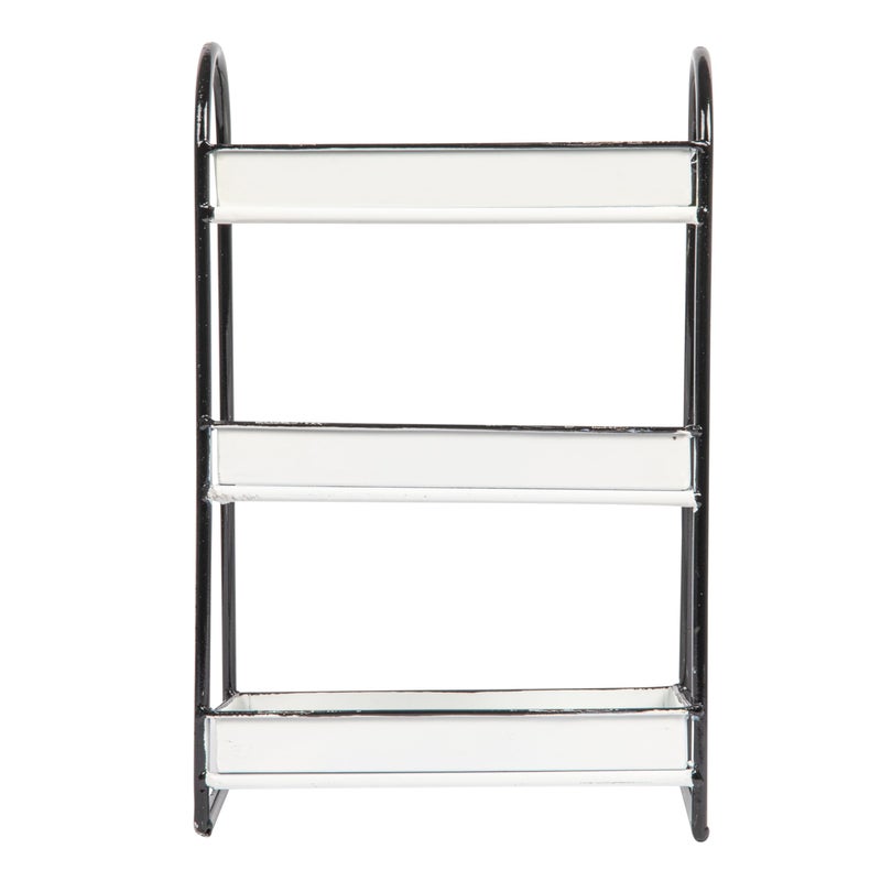 Creative Co-Op Heavily Distressed White 3-Tier Metal Tray with Black Frame & Rim - Image 5