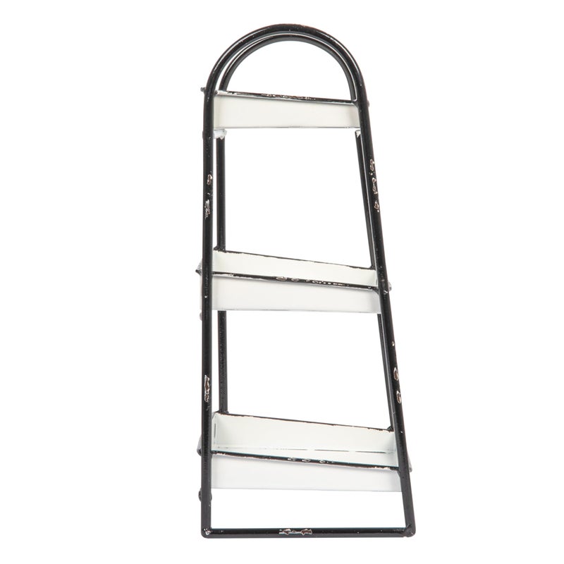 Creative Co-Op Heavily Distressed White 3-Tier Metal Tray with Black Frame & Rim - Image 4