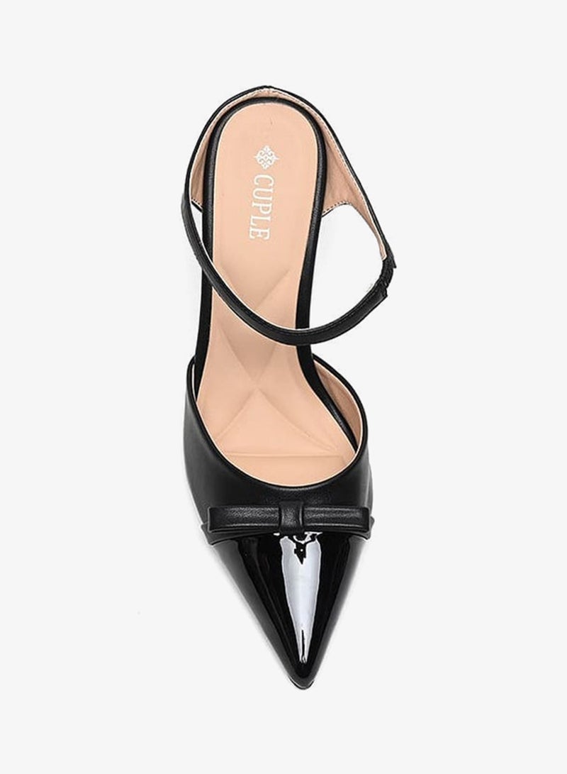 كابلي حذاء كعب ماري جين أسود بمقدمة مدببة - Image 3