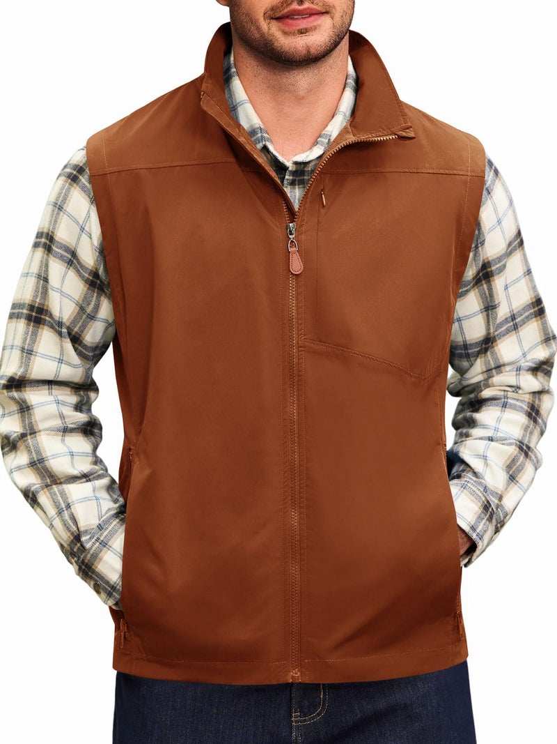 Yousify Mens Waterproof Softshell Vest Full Zip Sleeveless Jacket Lightweight Fleece Outerwear for Cycling Hiking Outdoor - Image 1