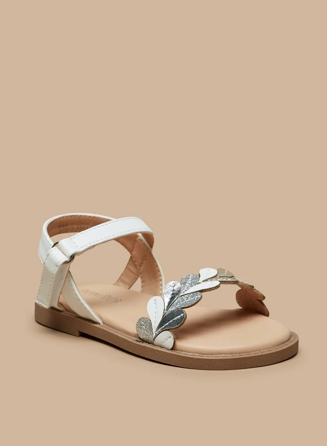 JUNIORS Girls Strappy Flat Sandals with Hook and Loop Closure