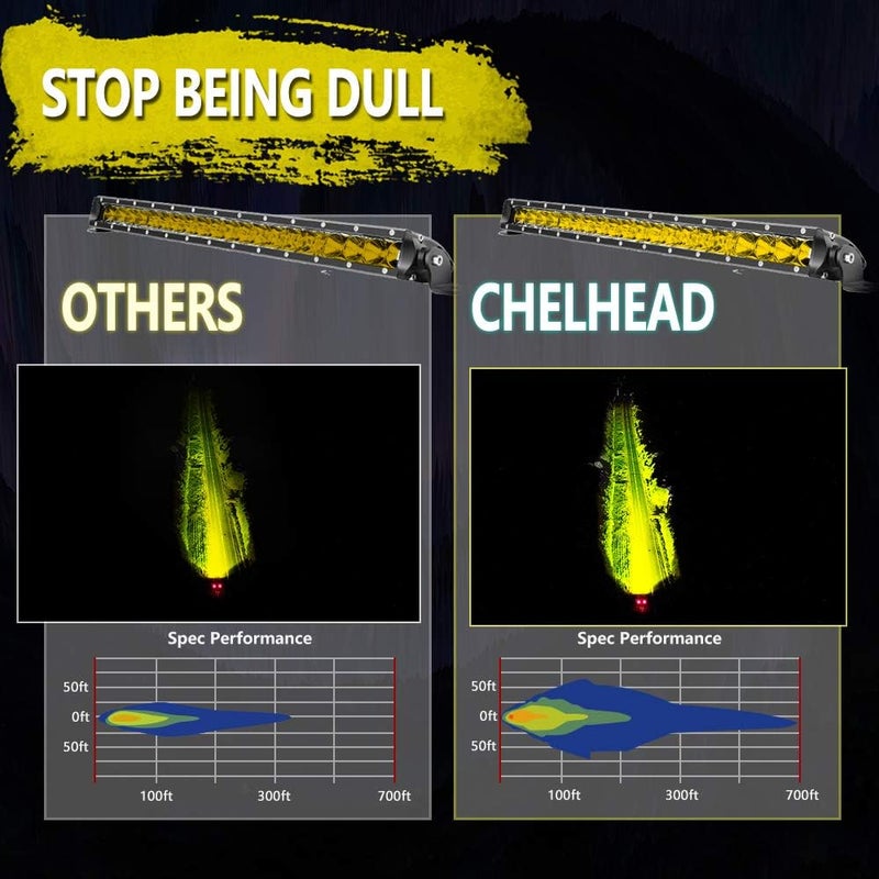 Chelhead شريط إضاءة LED أصفر 32 بوصة من تشيلهاد 150 واط مع شعاع مركّز وموزع 15000 لومن للقيادة على الطرق الوعرة - Image 5
