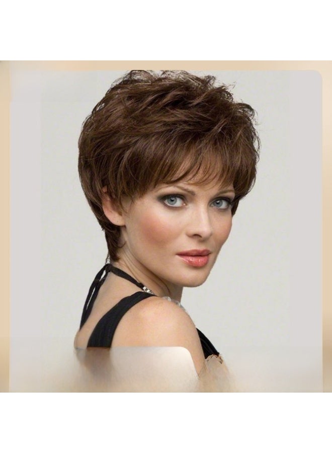 Generic Ladies Brown Short Curly Fluffy Wig D.Brown 