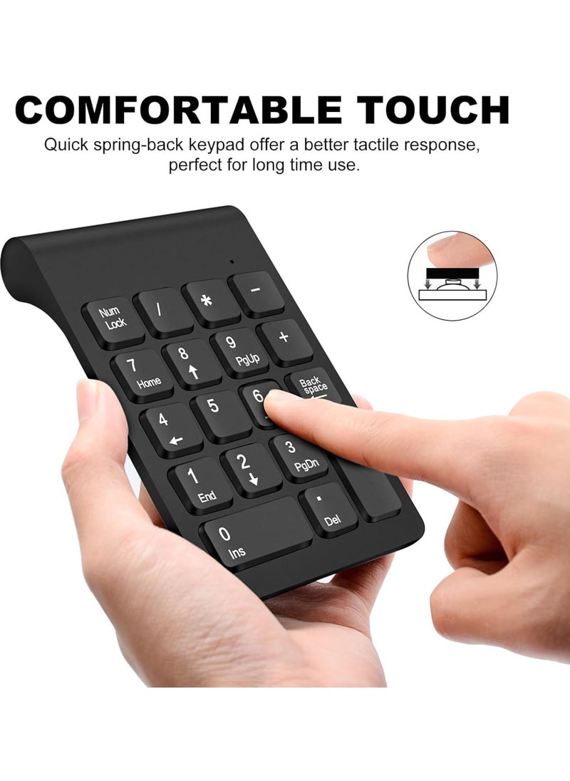 Rock Pow - Wireless Numeric Keypad, Mini 2.4G 18 Keys Number Pad, Portable Silent Financial Accounting Numeric Keypad Keyboard Extensions with Wireless Mouse for Laptop, PC, Desktop, Notebook - Image 1